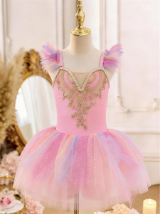 Vestido de Ballet para Niñas, Tutú con Lentejuelas Bordadas, Sin Mangas, Vestido de Danza de Tul Multicapa para Entrenamiento - Product Image 2