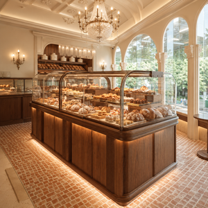 Mostrador de Exhibición de Pastelería de Lujo Personalizado, Vitrina de Madera y Vidrio para Pan, Pasteles, Cafetería - Product Image 2