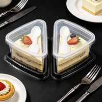 Boîte alimentaire triangulaire jetable en PET transparent de qualité alimentaire, écologique, avec couvercle et cuillère, modèle personnalisable CH-133, pour Tiramisu, Mousse, Gâteau, Pain