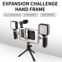 C072 Nouveauté Cage de téléphone tout-en-un, kits de stabilisation vidéo, cage de téléphone en alliage d'aluminium avec 2 supports en silicone