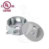 Cache-prise électrique rond en aluminium à 3 trous, grand format, avec revêtement thermolaqué bronze/gris, pour prises de 1/2 à 4 pouces