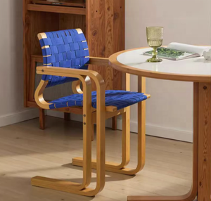 Sillas de comedor de madera maciza de diseño para adultos, con reposabrazos, sillas tejidas, respaldos de escritorio retro sencillos, sillas - Product Image 5