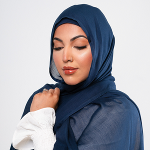 Ensemble d'écharpes hijab tissées en coton sergé modal de rayonne légère, couleur assortie parfaite, design traditionnel respirant pour les musulmans - Product Image 3