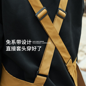 Apron Suspender Workwear With Slits Oil Resistant Solid Color For Kitchen Home Office Adult Use - Product Image 3
