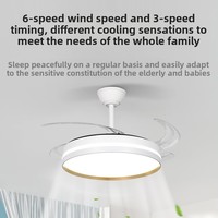 Ventilateur de plafond LED moderne et silencieux avec télécommande, lumière à spectre complet pour la protection des yeux, idéal pour salon et bureau