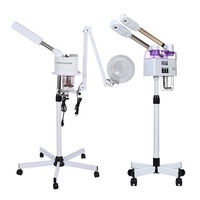 Buse rotative 2 en 1 Portable Hot and Cold Ozone Face Steam Machine Spa Professional Facial Steamer with Magnifying Light Lamp