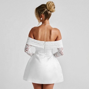 Abiti Mini Eleganti da Donna, Sexy e Aderenti con <span class=keywords><strong>Maniche</strong></span> <span class=keywords><strong>Lunghe</strong></span> in Pizzo e Collo a <span class=keywords><strong>Spalle</strong></span> <span class=keywords><strong>Scoperte</strong></span>, <span class=keywords><strong>Vestito</strong></span> Femminile alla Moda - Product Image 4