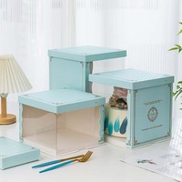 Boîtes à gâteaux en papier kraft transparentes carrées pour animaux de compagnie, avec fenêtre haute, personnalisables avec logo imprimé, recyclables, prix de gros, en vente
