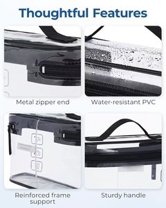 Sac de rangement cosmétique cadeau avec poignée souple, organisateur personnalisé pour femmes, sacs transparents en PVC de <span class=keywords><strong>marque</strong></span>, boîte à <span class=keywords><strong>maquillage</strong></span> de plage - Product Image 3