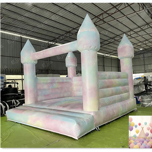 Activités de plein air Château gonflable miniature 8x8 pieds en PVC blanc/rose pour <span class=keywords><strong>anniversaire</strong></span>, mariage, fête, barrière, hockey sur air, amusement - Product Image 5