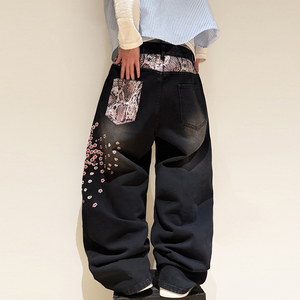 <span class=keywords><strong>Jeans</strong></span> amples vintage brodés, coupe décontractée, jambe <span class=keywords><strong>large</strong></span>, en denim, pour hommes – Vente en gros - Product Image 6