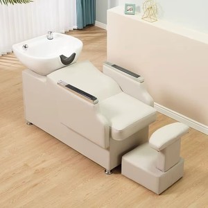 Best Sale White Salon Furniture Package Set with <b>LED</b> Mirror Barber Chair Handcart and Shampoo <b>Bed</b> Trolley for Hair Salon or Shop - Product Image 5