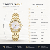 Montre à calendrier à aiguilles DK&YT Fashion Design en acier inoxydable avec bracelet de 20 mm, mouvement à quartz de marque japonaise de luxe pour femmes