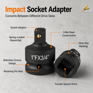 Set Adaptor Soket Impact 8 Buah, Kit Pengurang Penggerak Baja Cr-Mo untuk Kunci Impact, Kunci Soket, Alat Perbaikan 1/4" 3/8" 1/2" 3/4" 1" - Product Image 2