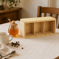 Boîte à miel en bois de pin naturel, fabricant de boîtes coulissantes en bois, boîte en bois pour 3 pots de miel, boîte en bois à 3 compartiments