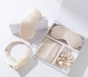 3Pcs Luxury Silk Set Comfortable Soft <b>Eye</b> <b>Mask</b> Pillowcase Headband Blackout Sleep Box for Airplane Travel Rest Gift - Product Image 1