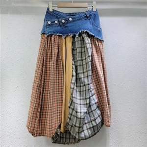 New Fashionable Women's Casual High Waisted <b>Plaid</b> Jeans <b>Skirts</b> Washed Comfortable Party Club Wear - Product Image 5