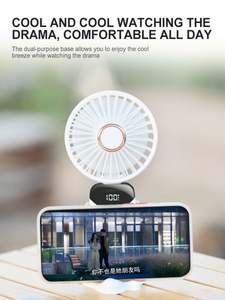 Custom logo Portable <b>Mini</b> <b>Hand</b> Held Foldable Fan With Hanging Strap and a Phone Holder for Corporate Company Souvenir Gift Idea - Product Image 5