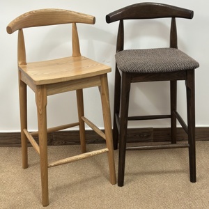 Solid Wood Bar <strong>Stool</strong> <strong>with</strong> Low <strong>Back</strong> Nordic <strong>Counter</strong> Height Chair for Restaurant Cafe Bar Commercial Hospitality Seating Furniture - Product Image 6