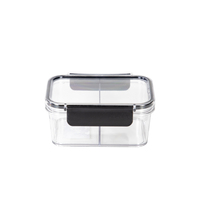 Boîte de rangement moderne grande capacité carrée écologique de qualité alimentaire à 2 compartiments pour pâtes et nouilles, organisateur de cuisine scellé en PE