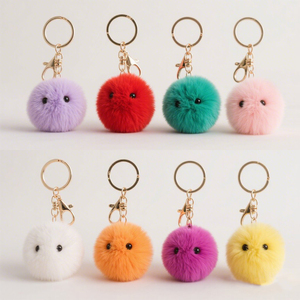 Peluche personnalisée Kawaii Fluffy couleur boule de fourrure porte-clés boules pompon porte-clés pompon pour les femmes - Product Image 6