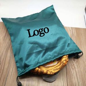 Sac à chaussures en satin personnalisé de grande taille avec cordon de serrage, pochette de voyage anti-poussière pour perruques et cheveux, impression de logo personnalisée pour cadeaux - Product Image 2