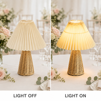 Lampe de table en rotin simple, style rétro, veilleuse décorative, lampe de chevet confortable pour chambre d'hôtes, chambre à coucher, maison, mariage