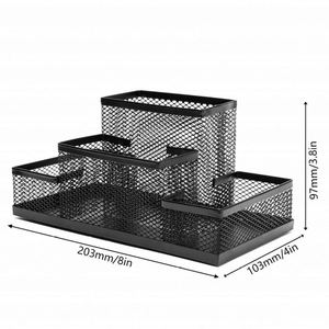 Competitive Price Office Home School Classroom Accessories Desk Organizer Desktop Mesh 4 Compartments <b>Pen</b> Pencil Holder Caddy - Product Image 2