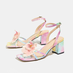 Nuevos Zapatos de Tacón Grueso con Hebilla Decorada con Orquídeas de Mariposa para Mujer, Serie de Contraste de Color, para Fiestas y Desfiles de Moda - Product Image 6