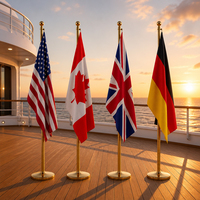 Support de drapeau de luxe en or, argent, acier inoxydable, support de drapeau réglable pour bureau, pour cérémonie