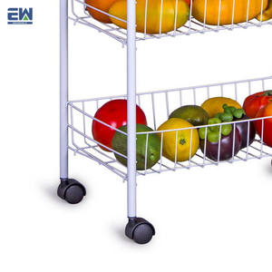 Chariot de service de rangement de cuisine moderne Offres Spéciales avec roues <span class=keywords><strong>légumes</strong></span> et fruits support de maintien en fil de fer à 3 couches - Product Image 6