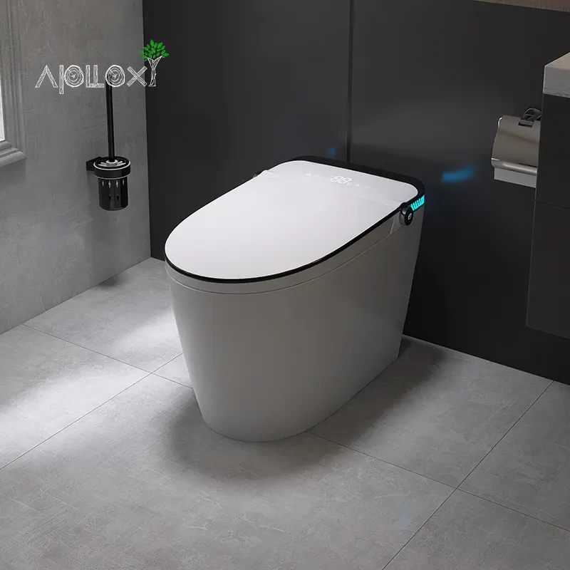 Apolloxy Decor Toilette intelligente automatique avec housse de siège chaude Housse de siège de toilette électrique Toilette intelligente autonettoyante