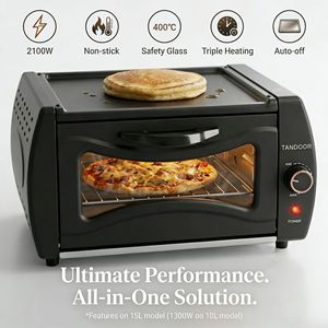 <span class=keywords><strong>Forno</strong></span> Tandoor Elettrico Compatto <span class=keywords><strong>in</strong></span> Acciaio Inox da 15L di Qualità Export con Protezione dal Surriscaldamento per la Cottura di Paratha, Pancake e Pizza Indiani - Product Image 3