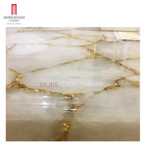 Tavolo da Pranzo Rotondo in Cristallo Bianco con Sedie, Arredamento <span class=keywords><strong>per</strong></span> Sala da Pranzo in Pietra Semi-Preziosa - Product Image 2