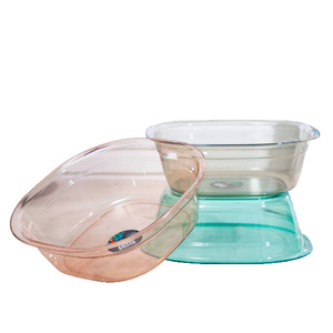 Bac en plastique transparent de forme irrégulière pour le lavage du linge et des légumes, usage domestique, gris clair, orange, bleu - Product Image 1