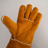 Couvre-mains de soudage à l'arc en cuir de vachette pleine fleur de qualité B, robustes et abordables, jaunes, pour usage industriel