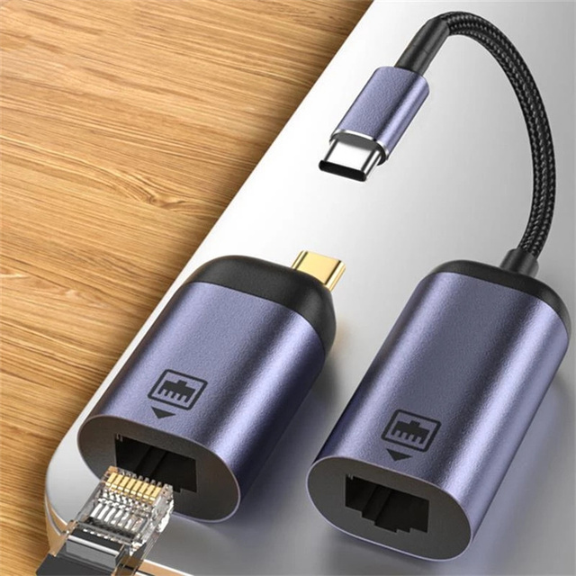 100Mbps USB C to RJ45 Ethernet Adapter for Thunderbolt 3 Aluminum Alloy Plug and Play Network Adapter for Phone Computer Laptop