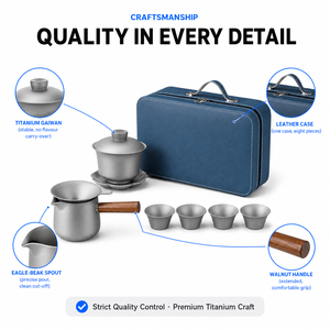 <span class=keywords><strong>Set</strong></span> da Tè Portatile Tingyue in Titanio Puro per Esterni, <span class=keywords><strong>Set</strong></span> di Tazze da Tè per Casa e Cucina, Teiera Kung Fu, Regalo Premium - Product Image 4