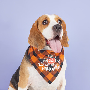 Tanpopo Bandanas personnalisés pour animaux de compagnie en gros Halloween citrouille foulard réfléchissant Polyester bavoirs salive serviette Triangle écharpe chiens - Product Image 6