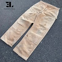 LARSUR Pantalon de menuisier en toile de canard lourd double aux genoux Pantalon tactique de skate Pantalon de travail personnalisé en denim d'usine Pantalon cargo en sergé