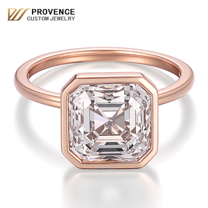 Bague en or rose 18 carats PROVENCE, bijoux fins sur mesure, diamant de laboratoire taille Asscher IGI VVS DEF 1-10 carats, unisexe, pour fiançailles et mariage - Product Image 1
