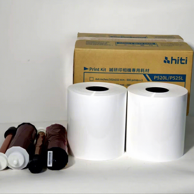 HiTi 4x6" Media for Photo Printer P520L & P520L, 500 Sheets to a Roll, 2 Rolls in a Box