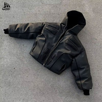 Fabricants de vêtements, vestes d'hiver pour hommes personnalisées, épaisses, rembourrées, en mousse de caoutchouc, fermeture éclair, veste en cuir de haute qualité