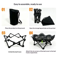 Lit pliant d'extérieur pour animaux de compagnie, style militaire, design hexagonal surélevé, respirant, amovible, lavable, protection contre l'humidité, emballage carton
