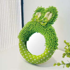 Phong Cách Mộc Mạc Sang Trọng Mdf Tufted Gương Khung Màu Xanh Lá Cây Thỏ Mô Hình Trang Trí Handmade Phòng Ngủ Trang Điểm Đứng Cho Sinh Nhật Đám Cưới - Product Image 2