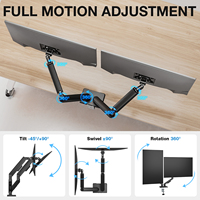 Nouveau support ergonomique double écran pour écrans de 17 à 34 pouces, mouvement complet, charge de 22 lb par bras, réglage flexible, support stable en alliage
