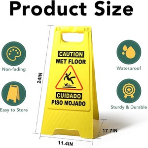 Señal <span class=keywords><strong>de</strong></span> Advertencia Bilingüe para Piso Mojado, Tipo A-Frame, Señal <span class=keywords><strong>de</strong></span> Seguridad <span class=keywords><strong>de</strong></span> Plástico Resistente para Espacios Comerciales y Públicos - Product Image 4