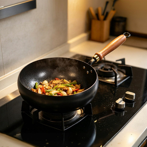 <span class=keywords><strong>Wok</strong></span> en <span class=keywords><strong>acier</strong></span> au <span class=keywords><strong>carbone</strong></span> en gros, forme ventrue, nitrué, antiadhésif, martelé, pour la restauration et la cuisine domestique - Product Image 1