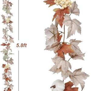 Festival de la cosecha hecho a mano conjunto de decoración de granja adorno de corona de Acción de Gracias hoja de arce calabaza blanca colgante elegante - Product Image 5