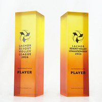 Trophées personnalisés en cristal orange dégradé, prix de la innovation technologique, design technologique, MH-J0563